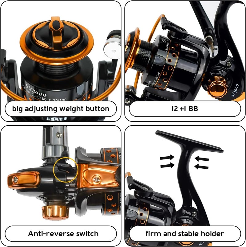 QINGLER Summer and Centron Spinning Reels, 12 +1 BB Light Weight & Ultra Smooth Reel for Ice/Summer 3000/1000 Fishing Reel by - Image 3